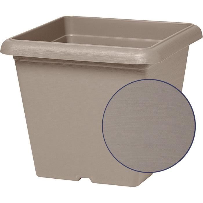 Pot de fleurs carrÈ - GARDEN ID - Teramo Taupe - 40 x 35 cm - RÈsistant aux Rayures - Effet Pierre - Avec Trous