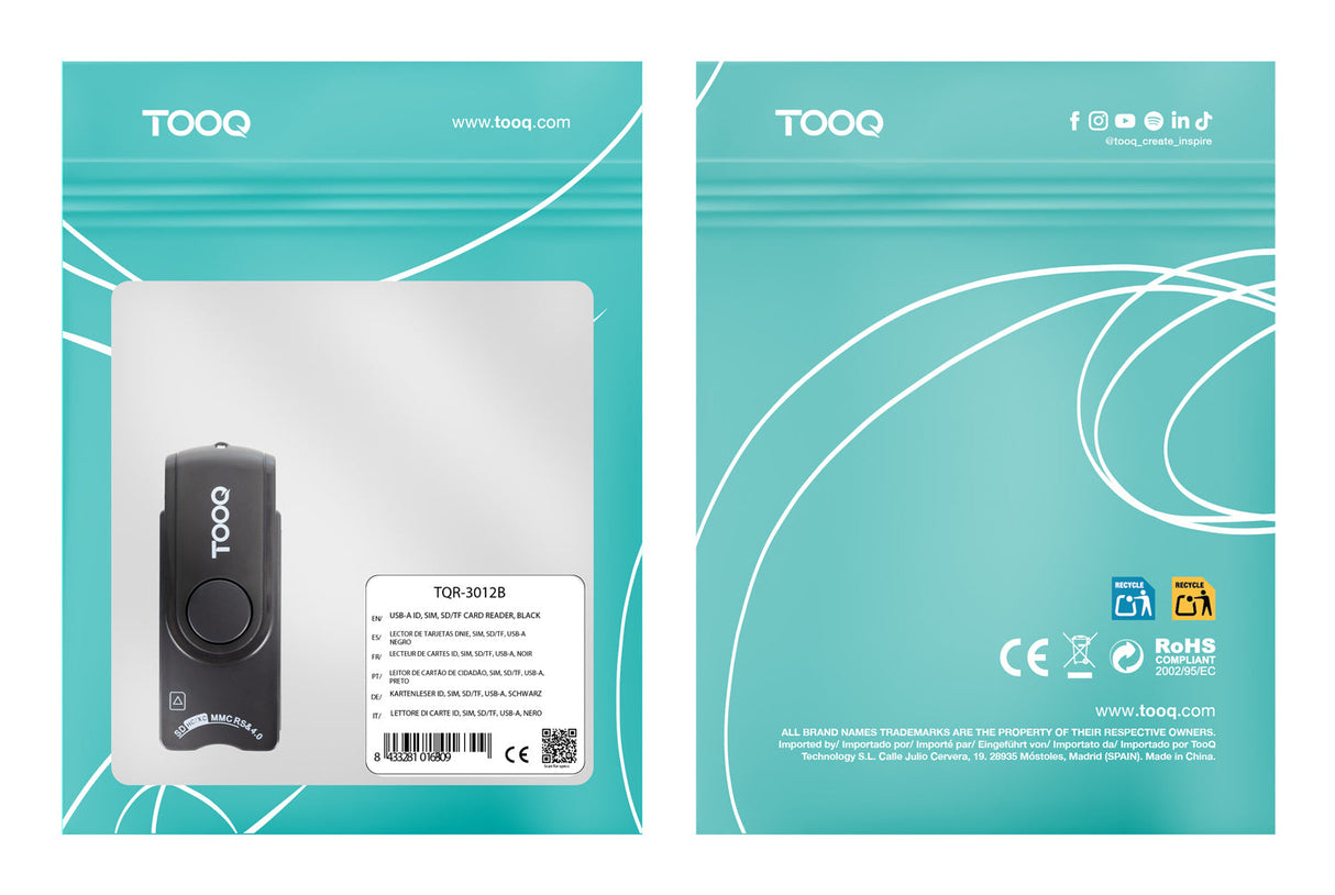 Lecteur de Cartes ïÂ¿Â½ puce TooQ TQR-3012B USB 2.0 (Noir)