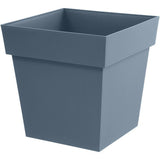 Pot de fleur Carré - EDA - Toscane - 40 cm - 38 L - Zone de rétention d'eau - 39 x 39 x H.39 cm - Bleu Jean