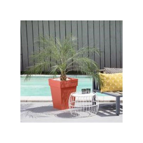 Pot de fleur mi-haut Carré - EDA - Toscane - 40 cm - 51 L - 39 x 39 x H. 53 cm - Orange Terre Battue