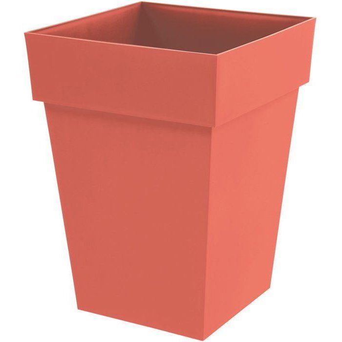 Pot de fleur mi-haut Carré - EDA - Toscane - 40 cm - 51 L - 39 x 39 x H. 53 cm - Orange Terre Battue