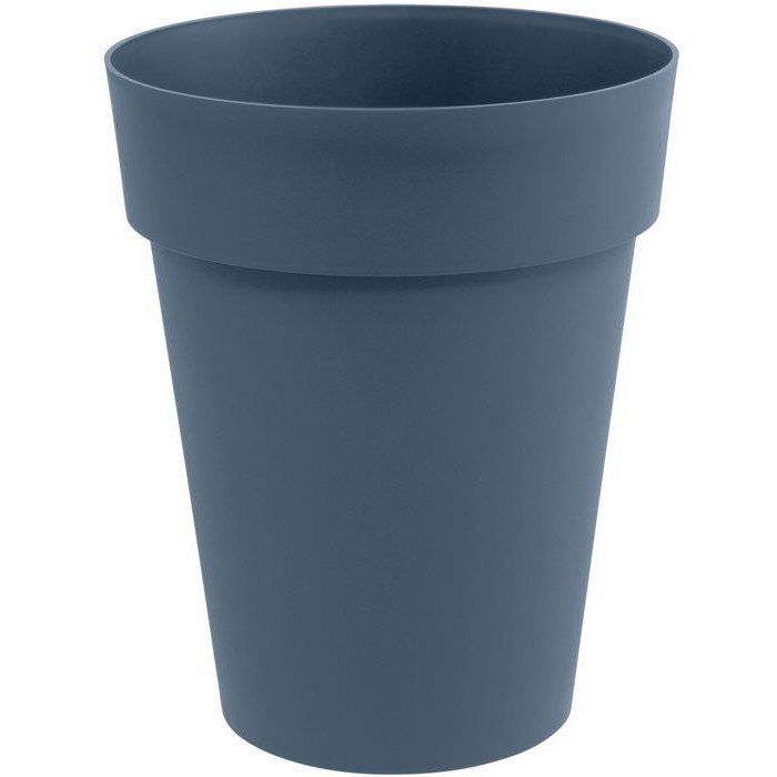 EDA - Pot de fleurs Rond mi-haut - Toscane - Ř 44 x 53 cm - Intérieur / Extérieur - 50 L - Bleu Jean
