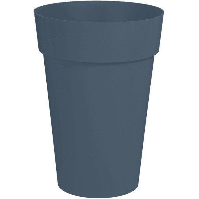 EDA - Pot de fleurs Rond haut- Toscane - Ř 46 x H 65 cm - Intérieur / Extérieur - 67 L - Bleu Jean