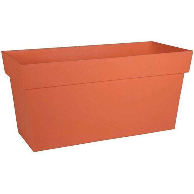 Jardiniere Muret a réserve d'eau avec roulettes - EDA - Toscane - 74 L - 79 x 35 x H.39 cm - Orange Terre Battue