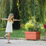 Jardiniere Muret a réserve d'eau avec roulettes - EDA - Toscane - 74 L - 79 x 35 x H.39 cm - Orange Terre Battue