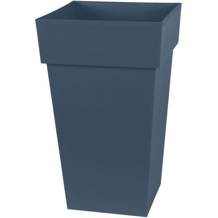 Pot de fleur haut Carré - EDA - Toscane - 39 cm - 62 L - Intérieur/Extérieur - 39 x 39 x H. 65 cm - Bleu Jean