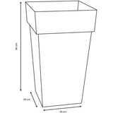 Pot de fleur haut Carré - EDA - Toscane - 39 cm - 62 L - Intérieur/Extérieur - 39 x 39 x H. 65 cm - Bleu Jean