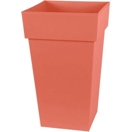 Pot de fleur haut Carré - EDA - Toscane - 39 cm - 62 L - Intérieur/Extérieur - 39 x 39 x H. 65 cm - Orange Terre Battue