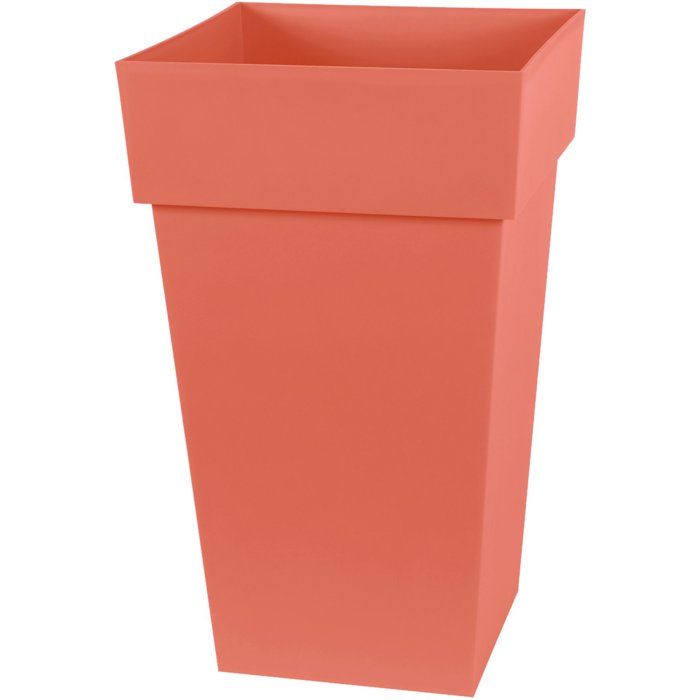 Pot de fleur haut Carré - EDA - Toscane - 39 cm - 62 L - Intérieur/Extérieur - 39 x 39 x H. 65 cm - Orange Terre Battue