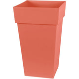 Pot de fleur haut Carré - EDA - Toscane - 39 cm - 62 L - Intérieur/Extérieur - 39 x 39 x H. 65 cm - Orange Terre Battue