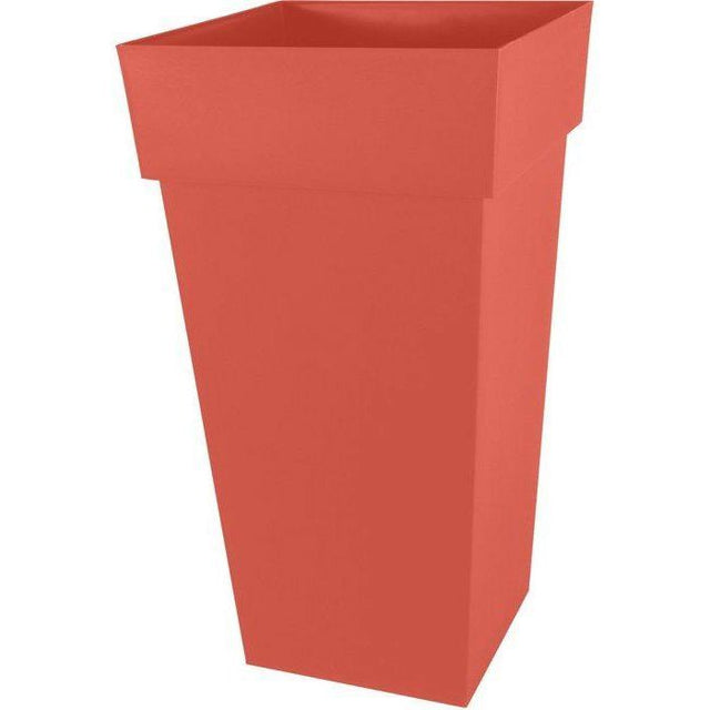 Pot de fleurs XXL carré - Toscane - EDA - 44 x 44 x H. 80 cm - Intérieur / Extérieur - 98 L - Orange Terre Battue