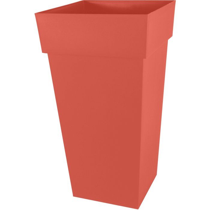 Pot de fleur Carré XXL - EDA - Toscane - 43 cm - 98 L - Intérieur / Extérieur - 43,3 x 43,3 x H. 80 cm - Orange Terre Battue