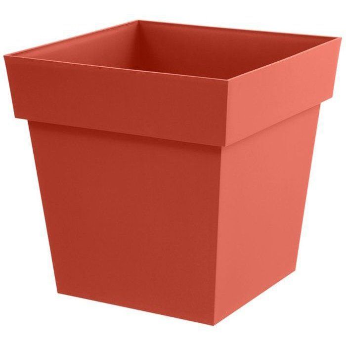Pot de fleur carré - Toscane - EDA - 32 x 32 x H. 32 cm - Intérieur / Extérieur - 22L - Orange Terre Battue
