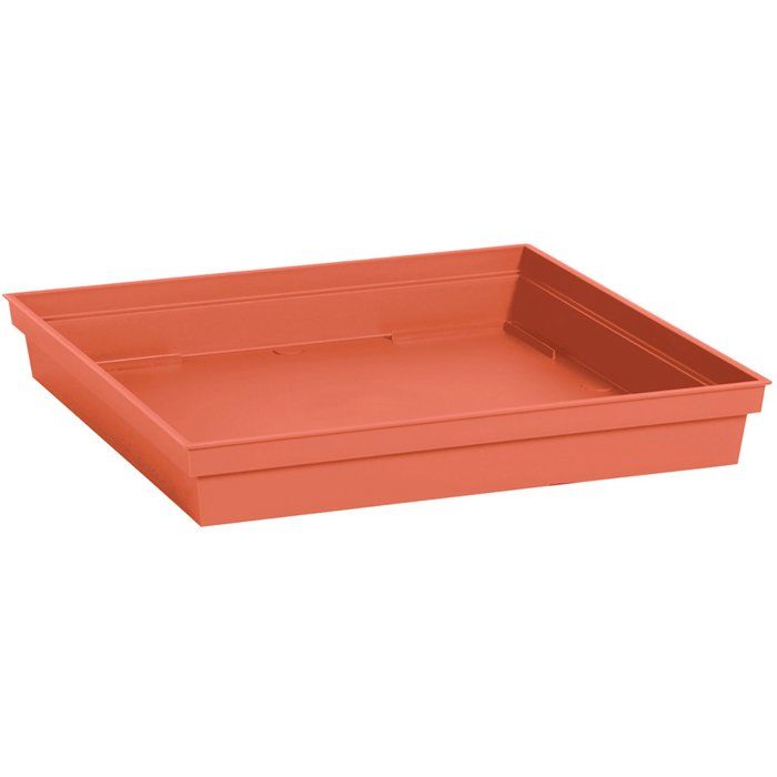 Soucoupe Carrée - EDA - Toscane - 40 cm - Pour Pot 50 cm réf. 013648 - 40 x 40 x H. 5,9 cm - Orange Terre Battue