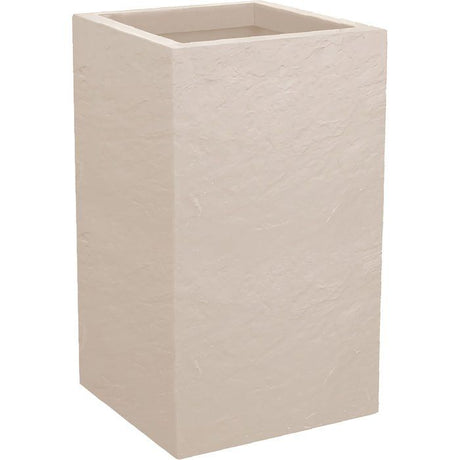Pot de fleur Carré Haut 30 cm - EDA - Volcania Up - 36 L - Intérieur/Extérieur - 29,5 x 29,5 x H. 49,5 cm - Beige Calcaire