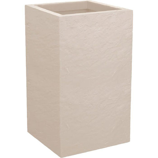 Pot de fleur Carré Haut 30 cm - EDA - Volcania Up - 36 L - Intérieur/Extérieur - 29,5 x 29,5 x H. 49,5 cm - Beige Calcaire