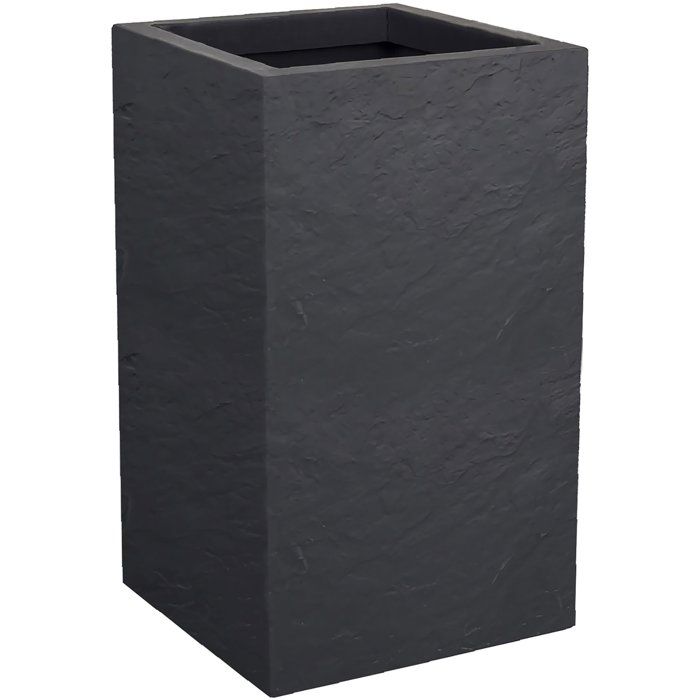Pot de fleur Carré Haut 30 cm - EDA - Volcania Up - 36 L - Intérieur/Extérieur - 29,5 x 29,5 x H49,5 cm - Gris Anthracite