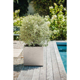 Pot de fleurs Carré 50 cm - EDA - Volcania - 57 L - Intérieur/Extérieur - Décor Pierre - 49,5 x 49,5 x H. 49,5 cm - Beige Calcaire