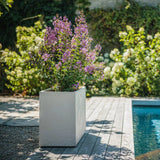 Jardiniere Muret - EDA - Volcania - 116 L - Intérieur/Extérieur - Décor Pierre - 99,5 x 39,5 x H 60 cm - Beige Calcaire
