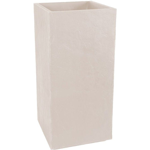 Bac a fleurs Carré Haut 40 cm - EDA - Volcania - 31 L - Intérieur/Extérieur - 39,5 x 39,5 x H. 80 cm - Beige Calcaire