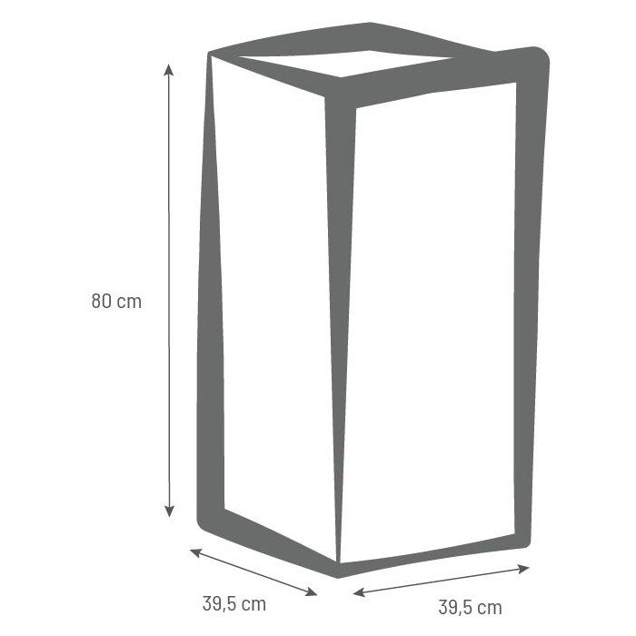 Bac a fleurs Carré Haut 40 cm - EDA - Volcania - 31 L - Intérieur/Extérieur - 39,5 x 39,5 x H. 80 cm - Beige Calcaire