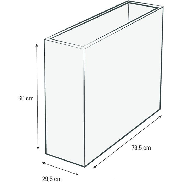Jardiniere Muret Loft L - EDA - Volcania - 46 L - Intérieur/Extérieur - Décor Pierre - 78,5 x 29,5 x H. 60 cm - Beige Calcaire