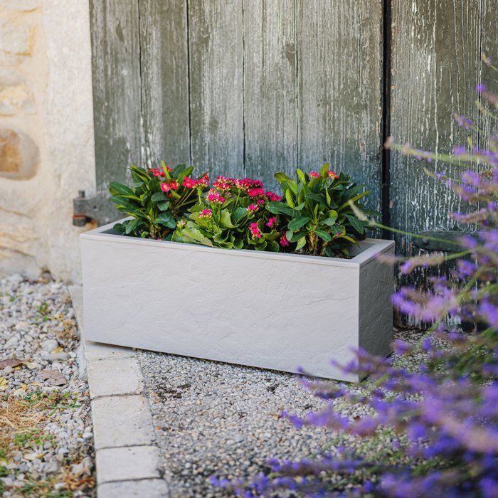 Balconnière - EDA - Volcania Up - 25 L - Intérieur/Extérieur - Décor Pierre - 59 x 19,5 x H 22,8 cm - Beige Calcaire