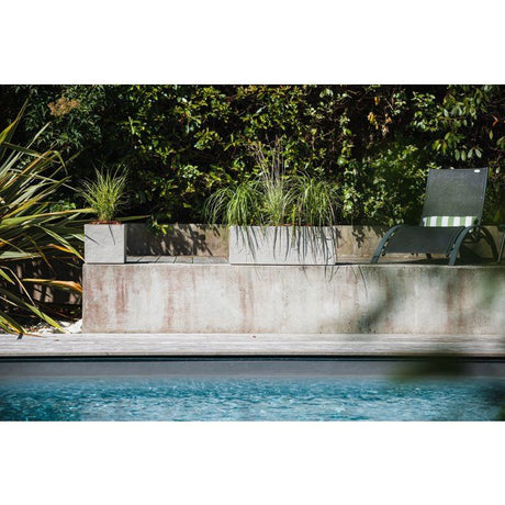 Jardiniere - EDA - Volcania Up - 57 L - Intérieur/Extérieur - Décor Pierre - 79,5 x 29,5 x H. 29,5 cm - Beige Calcaire