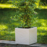 Pot de fleurs Carré 30 cm - EDA - Volcania Up - 21 L - Intérieur/Extérieur - Décor Pierre - 29,5 x 29,5 x  H29,5 cm - Beige Calcaire