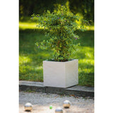 Pot de fleurs Carré 30 cm - EDA - Volcania Up - 21 L - Intérieur/Extérieur -Décor Pierre - 29,5 x 29,5 x H. 29,5 cm - Beige Calcaire