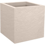 Pot de fleurs Carré 30 cm - EDA - Volcania Up - 21 L - Intérieur/Extérieur -Décor Pierre - 29,5 x 29,5 x H. 29,5 cm - Beige Calcaire