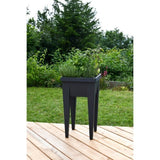 Espace potager sur pieds - EDA - Veg&Table Aromatique - 23 L - Pour Balcon - 38,5 x 38,5 x H. 68 cm - Gris Anthracite