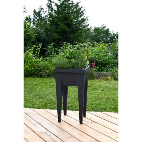 Espace potager sur pieds - EDA - Veg&Table Aromatique - 23 L - Pour Balcon - 38,5 x 38,5 x H. 68 cm - Gris Anthracite
