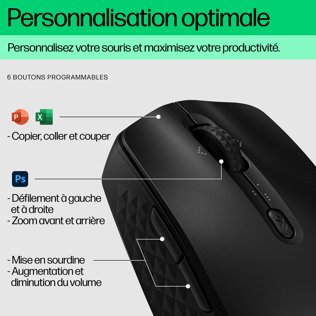 Souris sans fil Bluetooth Programmable HP 420 (Noir)