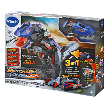 Jouet assemblable VTECH SWITCH & GO COMBO - TRIO, le méga T-Rex SOS (3 en 1) pour enfant de 4 ans et plus