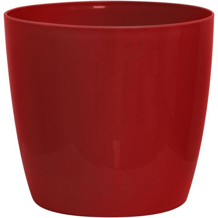 Shiny flowerpot - GARDEN ID - Shiny Red with wheels - 30 x 27 cm - Ceramic look - Waterproof - Easy to move