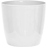 Cache-pot brillant - GARDEN ID - Shiny Blanc avec roulettes - 35 x 32 cm - Aspect céramique - Étanche - Déplacement aisé