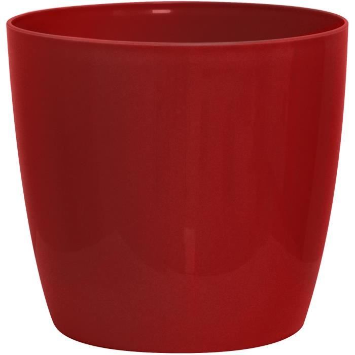 Cache-pot brillant - GARDEN ID - Shiny Rouge avec roulettes - 35 x 32 cm - Aspect cÈramique - …tanche - DÈplacement aisÈ