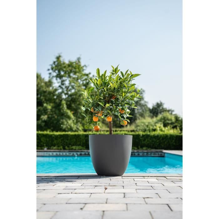 Pot de fleurs - GARDEN ID - Phoenix Anthracite - 38 x 34 cm - 100% RecyclÈ et Recyclable - RÈsistant au Gel et UV - Pour ExtÈrieur