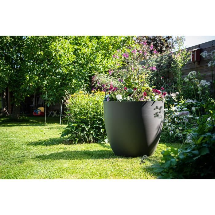 Pot de fleurs - GARDEN ID - Phoenix Anthracite - 60 x 56 cm - 100% RecyclÈ et Recyclable - RÈsistant au Gel et UV - Pour ExtÈrieur