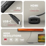 Adaptateur USB-C Axagon vers HDMI 2.1 M/F 15cm (Gris)