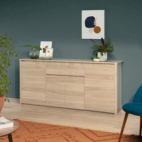 Buffet Bas BETTY - Chene Dakota - 4 portes, 1 tiroir - 185 x 46 x 85,5 cm