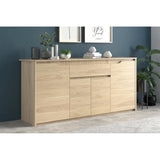 Buffet Bas BETTY - Chene Dakota - 4 portes, 1 tiroir - 185 x 46 x 85,5 cm