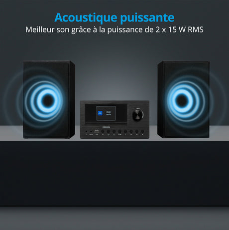 Mini Chaîne HiFi - MEDION - Radio Internet DAB/FM - Lecteur CD - 2x150W - Noir