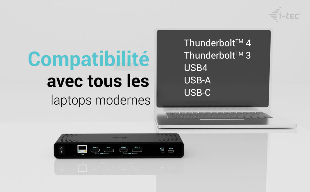 Station d'accueil portable USB-C 3.1 I-Tec Universal Dual 4K (Noir)