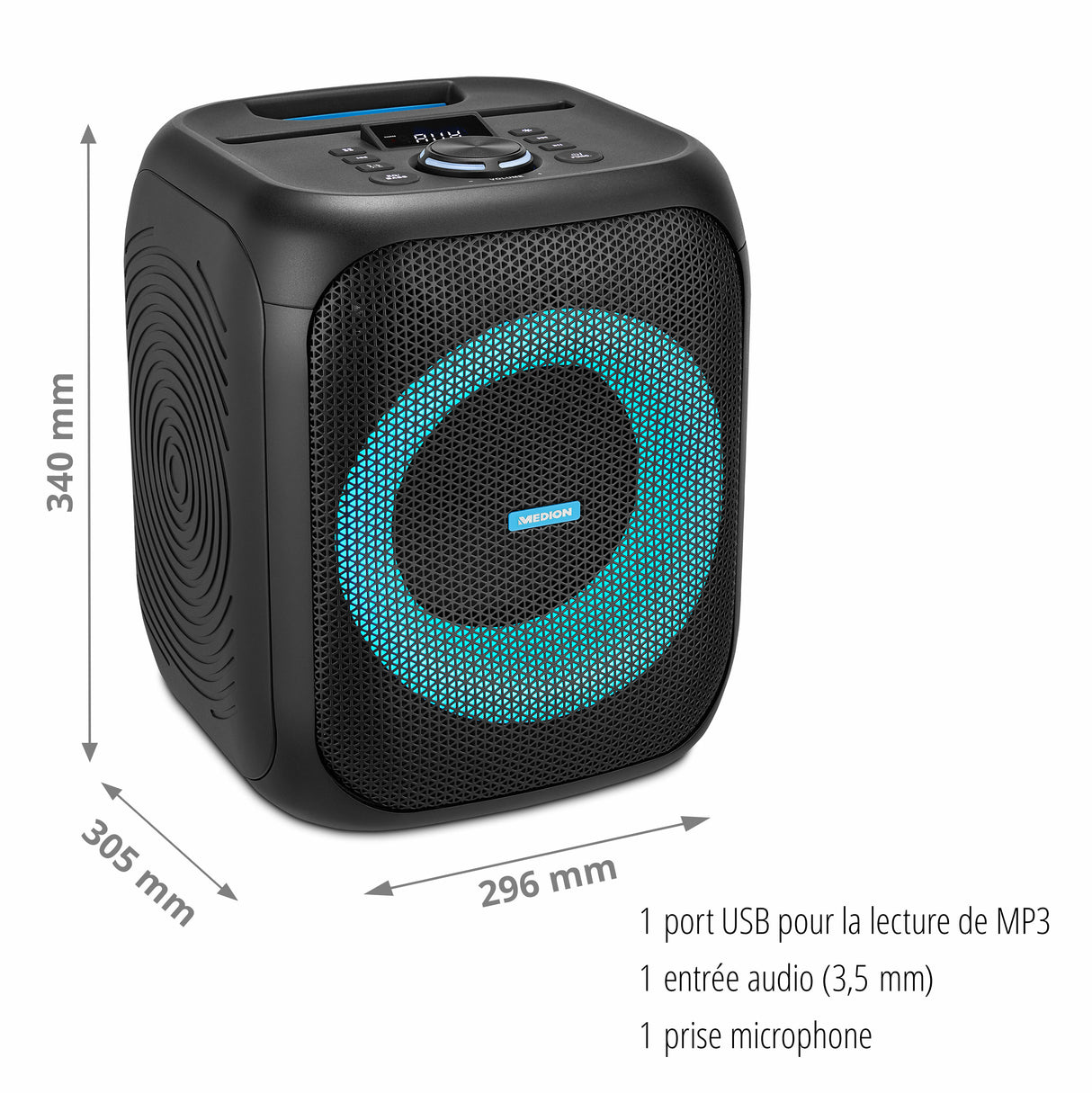 Enceinte - MEDION - Compact - 50W RMS - Anneau LED multicolore