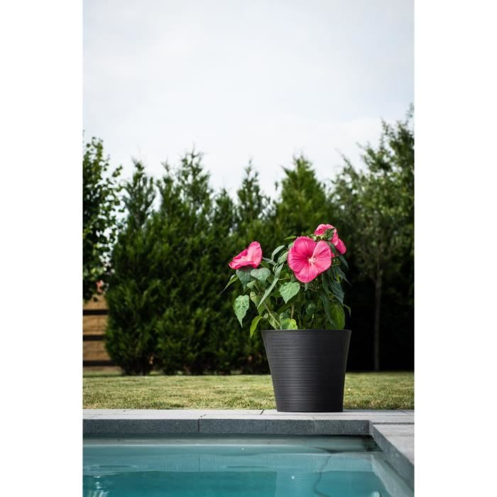 Pot de fleurs - GARDEN ID - Green Care Sense Noir-Anthracite - 40 x 34 cm - Garantie de 10 ans - 100% recyclÈ - RÈsistance UV et gel