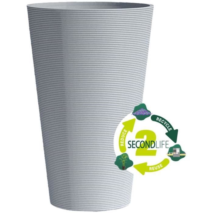 Pot de fleurs haut - GARDEN ID - Green Care Sense Haut Pierre bleue - 55 cm - Garantie 10 ans - 100% recyclé - Résistance UV et gel