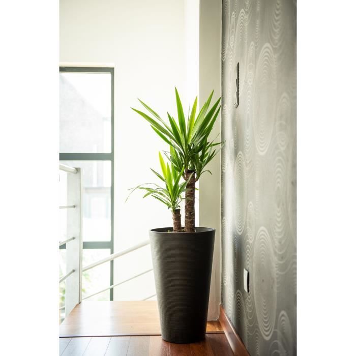 Pot de fleurs haut - GARDEN ID - Green Care Sense Haut Noir-Anthr. - 55 cm - Garanti 10 ans - 100% recyclé - Résistance UV et gel