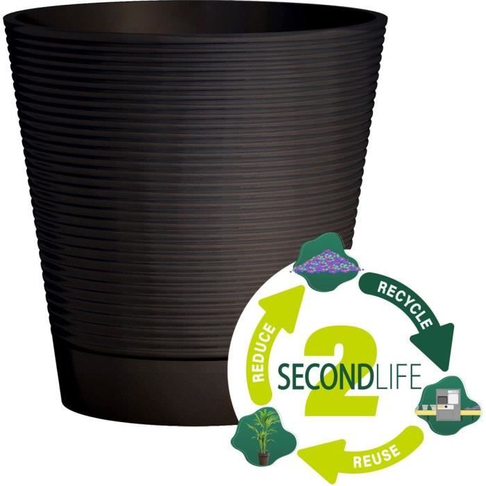 Pot rÈserve d'eau - GARDEN ID - Green Care Sense Noir-Anthracite 40 cm - Garanti 10ans - 100% recyclÈ